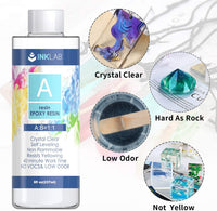 Kit de resina epoxi y endurecedor, 16 onzas, resina transparente no tóxica con accesorios para manualidades, bricolaje, joyería, moldes, revestimiento, fundición, mesa de madera - Arteztik
