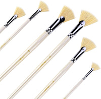 Amagic - Juego de 6 brochas de pelo natural de cerdas de cerdo de cerdo de cerdo de cerdas de cerdas de cerdas de cerdo de cerdas de cerdo para pintura acrílica, mango largo de madera con estuche - Arteztik
