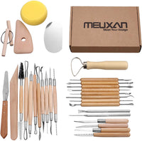 Juego de herramientas Meuxan para escultura y alfarería, Madera, 30 PCS - Arteztik
