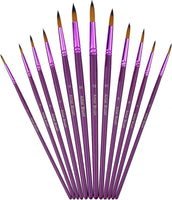 12 unidades de brochas púrpuras, finas y artísticas para pintar Mudder para pinturas en acrílico, en acuarela y pinturas al óleo - Arteztik
