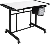 Studio Designs Deluxe Craft Station, mesa de dibujo ajustable superior, mesa de dibujo para manualidades, mesa de dibujo, escritorio de estudio con cajones, 35.8 in de ancho x 24.0 in de profundidad, negro/blanco - Arteztik
