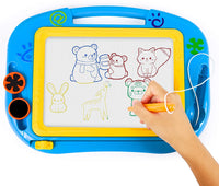 KIKOOTOYS - Divertido tablero magnético de dibujo para niños - Magna Doodle Board con borrable, juguetes para niños pequeños bocetos de escritura colorida borrable, juguete educativo para niños (azul) - Arteztik
