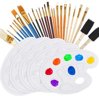 Pinceles de palé de pintura, paleta de pintura para niños, bandeja de pintura de pincel, paleta de pintura de aceite, juego de pinceles de pintura acrílica, 25 pinceles y 5 paletas de bandeja de pintura para niños y adultos para crear paleta de pintura de - Arteztik
