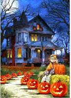 MXJSUA - Kit de pintura de diamante 5D por número, broca redonda, diamantes de imitación, arte de pared, decoración del hogar, calabaza, casa, Halloween, 12.0 x 16.0 in - Arteztik
