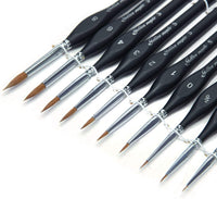Juego de pinceles de pintura en miniatura para detalles de cabello de Sable, 10 unidades de pinceles de acuarela de visón siberiano para detalles finos y pintura artística, acrílico, modelos, uñas, Oi, modelos de manualidades de pintura de roca - Arteztik
