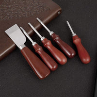 DaveandAthena 5 unidades de biselador de cuero y cuchillo de corte de piel, mango de madera, herramienta de corte biselado para bordes biselados, herramienta de corte de cuero para bricolaje (0.059 in, 0.047 in, 0.039 in, 0.031 in) - Arteztik

