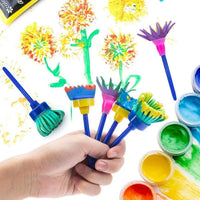 Kit de pintura de aprendizaje temprano para niños, brochas de pintura de esponja para niños, para aprender a hacer tú mismo, incluye esponja de espuma con patrón de flores y 26 alfabetos ingleses, 47 piezas - Arteztik

