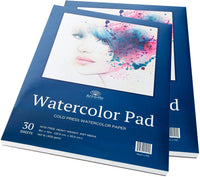 60 hojas de papel de acuarela de 9 x 12 (140lb/300gsm) diseño plegable de prensa fría acuarela Pad – 2 unidades - Arteztik
