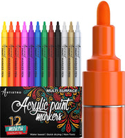 Artistro marcadores acrílicos para múltiples superficies, ideales para vidrio, cerámica, canvas y más, juego de 8, - Arteztik
