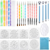 Juego de 32 herramientas de puntería Mandala con una bolsa de almacenamiento impermeable con cremallera azul para pintura de raquetas - Arteztik
