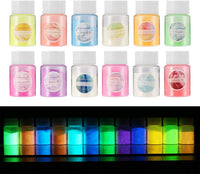 12 colores que brillan en la oscuridad, polvos luminosos para pintura, limo, uñas, resina o manualidades de bricolaje (0.7 oz/20 g cada uno) - Arteztik
