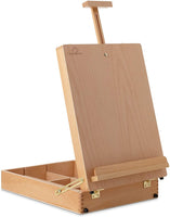 7 elementos de madera de haya, gran mesa de escritorio, caballete, para arte, pintura y dibujo, portátil con almacenamiento - Arteztik
