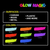 Juego de pintura acrílica que brilla en la oscuridad, pintura fluorescente fosforescente de neón para Halloween - Arteztik
