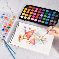 Juego de pintura de acuarela de 48 colores actualizados, lavable, con 3 pinceles y paleta, no tóxico para niños, adultos, principiantes y artistas, haz que tu pintura hable - Arteztik
