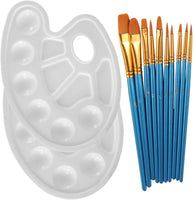 Heartybay juego de 10 piezas de pinceles de pelo sintético con extremo en punta y redondo con 2 piezas de paletas para pintura - Arteztik
