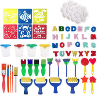 Easylife 59 herramientas de pintura para niños, incluye pinceles, plantillas de pintura, soportes de lavado de bolígrafos, moldes de impresión, juguetes pintados y paletas, pintura divertida y aprendizaje temprano para niños - Arteztik
