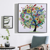 Kits de arte de diamante en forma especial para decoración de pared con bordado de diamante, para pared (11.8 x 11.8 in) (árbol de verano) - Arteztik
