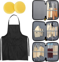 Blisstime Juego de 42 herramientas para esculpir arcilla, mango de madera, kit de herramientas para tallar cerámica - Arteztik
