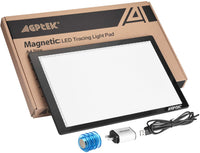 Almohadilla magnética A4 LED Artcraft Tracing Light Pad 4 Caja de luz Ultra Delgado Botones Físicos Control con Función de Memoria USB Pad Animación, Bocetos, Diseño, Stencilling X-ray Visualización W/USB Adaptador - Arteztik
