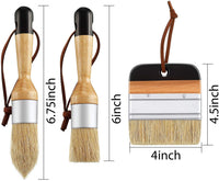 3 pinceles de cera y tiza para pintar con cerdas para muebles de madera, decoración del hogar, incluyendo pinceles de pintura con punta plana y redondos. - Arteztik
