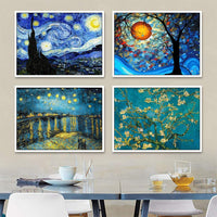 Juego de 4 paquetes de pegatinas de pared 5D DIY con diamante para pintar en la pared durante la sala de estar (9.8 x 13.8 in) - Arteztik
