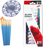 SKKSTATIONERY Juego de pintura para tela, 10 pinceles de pintura y paleta de metal y 12 colores de tela de pintura. - Arteztik
