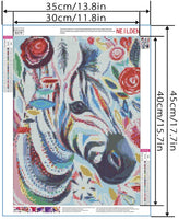 Kit de pintura de diamante 5D para hacer tú mismo, con broca redonda completa, para manualidades, por número, para adultos, con diamantes de imitación, bordado, punto de cruz, lienzo para decoración de pared (Zebar, 18.0 x 14.0 in) - Arteztik
