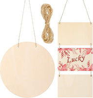 2 piezas DIY madera círculo signo en blanco recortes puerta delantera decoración madera colgante cartel para el hogar Acción de Gracias Navidad artesanía - Arteztik
