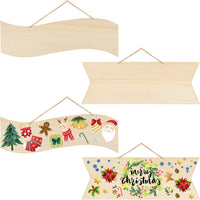 Cartel de madera colgante sin terminar en blanco para colgar placa de madera decorativa rebanadas de madera con cuerdas para pirografía, pintura, escritura en casa, manualidades, suministros pre-encordados (beige, 8) - Arteztik
