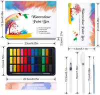 Emooqi - Juego de pintura de acuarela con 36 colores de pigmento, 2 bolígrafos de línea de gancho, 2 pinceles de agua, almohadilla de papel de acuarela, para artistas, pintura, profesionales, principiantes - Arteztik
