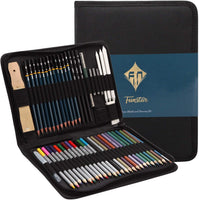 FUNSTAR Juego de lápices de dibujo, 51 piezas de kit de arte profesional de dibujo, lápices de dibujo y kit de boceto, kit completo de artista incluye lápices de grafito, palo pastel, sacapuntas y borrador - Arteztik
