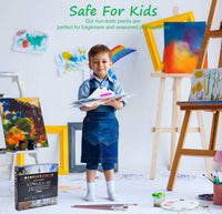 Juego de pintura acrílica de 24 colores con 3 pinceles, 1 paleta, 1 lienzo, perfecto para lienzo, madera, cerámica, tela, pigmentos no tóxicos y ricos para niños, adultos principiantes, estudiantes y artistas (0.4 fl oz). - Arteztik
