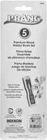 Prang Hobby 94005 - Juego de pinceles para óleo, acuarela, acrílico y tempera, mango de madera, cerdas blancas, 5 tamaños surtidos - Arteztik
