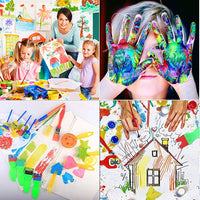 YINASI - Kit de pintura para niños, 31 piezas de esponja de aprendizaje temprano, kit de pinceles para niños pequeños, patrón surtido, incluye delantal impermeable para pintura artística - Arteztik
