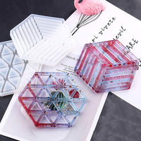 BoomYou - Juego de 2 moldes de silicona epoxi para posavasos, moldes hexagonales triangulares para fundición con resina cemento de hormigón decoración del hogar – Triángulo de rayas y hexágono - Arteztik
