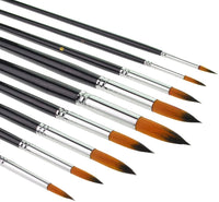 Marrywindix set de 9 pinceles de cabello de pony de punta redonda, set de pinceles para pintura al óleo, color negro - Arteztik
