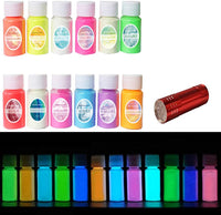 Glow in The Dark Pigment Powder with Lamp, Safe Long Lasting Self Glowing Dye, Epoxy Resin Luminous Powder for DIY Nail Art, Slime Acrylic Paint, Fine Art and DIY Crafts (12 Colors 20g/ 0.7oz Each) - Arteztik
