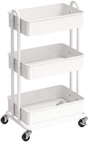 SimpleHouseware - Carro de metal resistente de 3 niveles, color blanco - Arteztik
