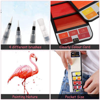 BBLIKE Juego de pintura de acuarela con 4 pinceles variados, 42 colores surtidos, juego de bocetos de acuarela portátil de viaje para principiantes, niños, estudiantes, artista y más - Arteztik
