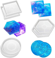 SunBeter – Juego de 6 moldes de silicona para posavasos de bricolaje, incluye redondo, cuadrado, hexágono para fundición con resina, hormigón, cemento, decoración del hogar. - Arteztik
