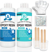 Kit de resina epoxi con revestimiento de cristal transparente de 10.1 fl oz/11.5-2 piezas de resina de fundición para arte, artesanía, joyería, mesas de río, guantes, taza de medición y palos de madera - Arteztik

