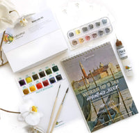 Kit de acuarela (completo) con cuaderno creativo de arte DIY regalo acuarela paleta pinturas Insparea How-to Coloring Watercolor Sketchbook Like Paint by Numbers - Arteztik

