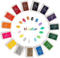 QIroseonly - Almohadillas de tinta para dedos, 15 unidades, para niños, lavables, para sellos de goma, papel, álbumes de recortes, tela de madera - Arteztik
