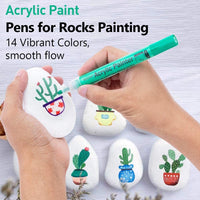 Rotuladores de pintura para roca, piedra, cerámica, vidrio, madera, lienzo, acrílico, punta media, juego de 14 colores, suministros para manualidades - Arteztik
