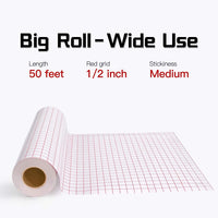 YRYM HT Cinta de papel de transferencia de vinilo transparente Roll-12 x 50 pies con rejilla de alineación para Silhouette Cameo, Cricut vinilo adhesivo para calcomanías, letreros, ventanas, pegatinas - Arteztik
