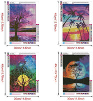 Cskunxia 4 Pack 5D DIY Diamond Painting Kit Full Drill Crystal Embroidery Painting Cross Stitch Arts Crafts for Home Wall Decor, 11.8 x 15.7Inches Without Frame - Arteztik
