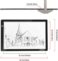 Agptek Bloc, tableta de dibujo, caja de luz para calcar led, brillo ajustable para proyectos de dibujos, bocetos - Arteztik

