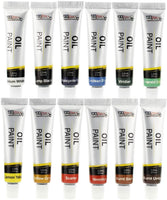 US Art Supply® Juego de caballete de mesa de estudio de madera y caja de pintura con 12 colores de pintura, paneles de lienzo, pinceles, paleta de plástico (kit de pintura de aceite) - Arteztik
