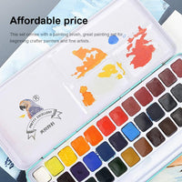 Meiliang - Pintura para acuarela, juego de 36 colores en media sartén con una caja mental y un pincel de agua para artistas, pintura, profesionales y pintores principiantes - Arteztik
