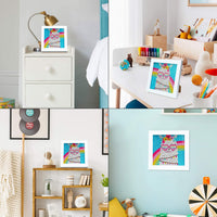 BeYumi - Kit de pintura de diamantes 5D para niños - Kit de pintura de diamantes de imitación de cristal con marco blanco, mosaico para hacer arte y decoración de pared para el hogar, 7 x 7 pulgadas - Arteztik
